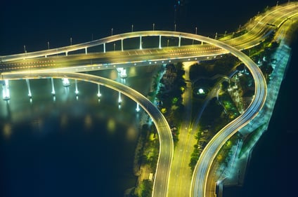 roads and ramps to a bridge in macau, china
